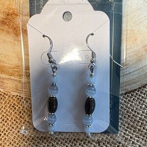 Chic Black and Silver Beaded Earrings